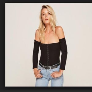 Reformation Preston black off shoulder top